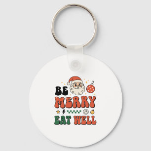 Kerstmis wees vrolijk eet goed kerstman ontwerp sleutelhanger