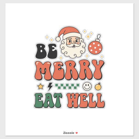 Kerstmis wees vrolijk eet goed kerstman ontwerp sticker (Vel)