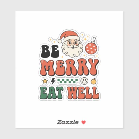 Kerstmis wees vrolijk eet goed kerstman ontwerp sticker (Vel)