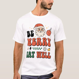 Kerstmis wees vrolijk eet goed kerstman ontwerp t-shirt