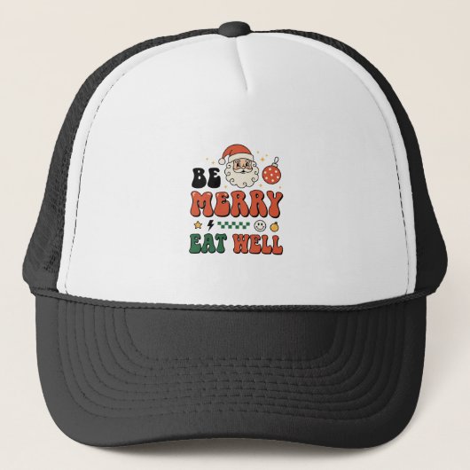 Kerstmis wees vrolijk eet goed kerstman ontwerp trucker pet (Voorkant)