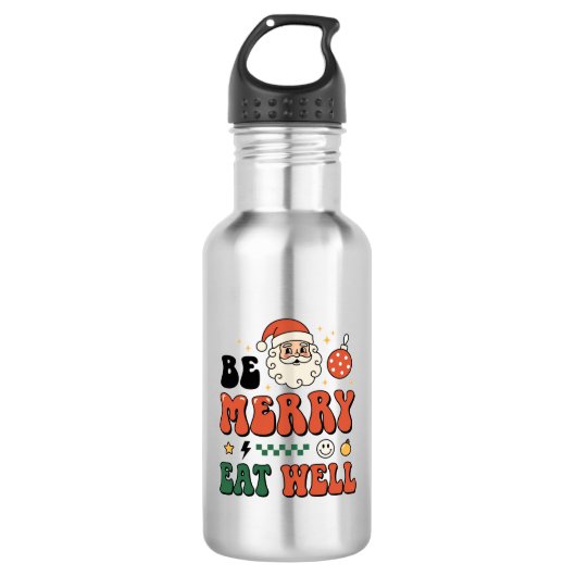 Kerstmis wees vrolijk eet goed kerstman ontwerp waterfles (Voorkant)