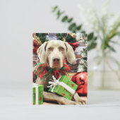 Kerstmis - Weimaraner - Lucy Feestdagenkaart (Staand voorkant)