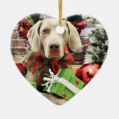 Kerstmis - Weimaraner - Lucy Keramisch Ornament (Voorkant)