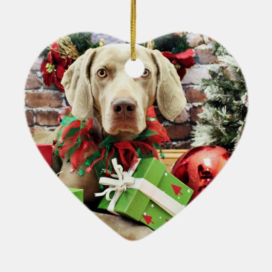 Kerstmis - Weimaraner - Lucy Keramisch Ornament (Achterkant)