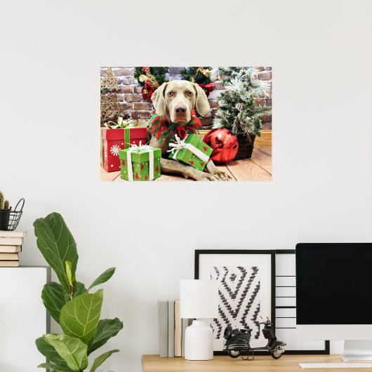 Kerstmis - Weimaraner - Lucy Poster (Thuiskantoor)
