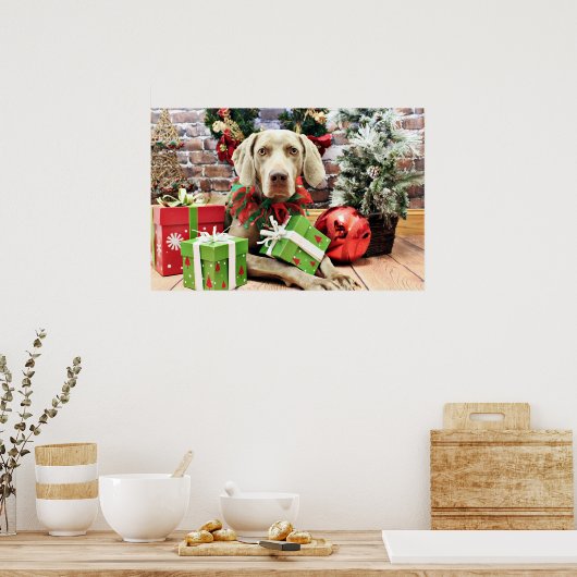 Kerstmis - Weimaraner - Lucy Poster (Keuken)