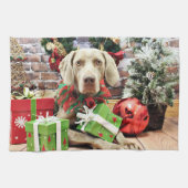 Kerstmis - Weimaraner - Lucy Theedoek (Horizontaal)