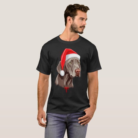 Kerstmis Weimaraner Santa op Kerstmis Weimaraner T-shirt (Voorkant volledig)