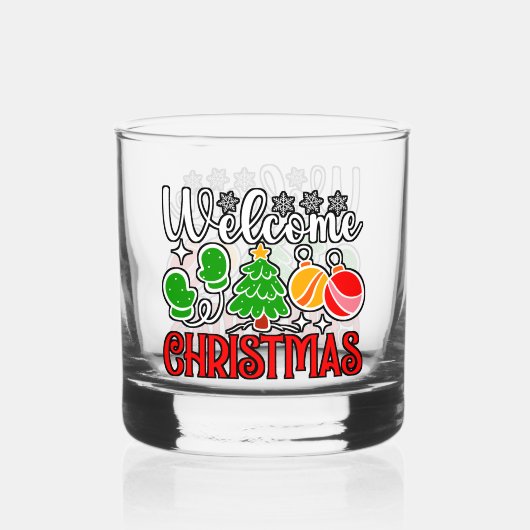Kerstmis welkom-23758 whisky glas (Voorkant)
