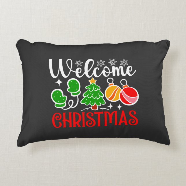 Kerstmis welkom accent kussen (Voorkant)