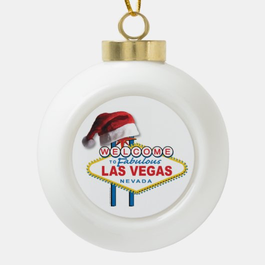 Kerstmis Welkom bij Las Vegas-teken Keramische Bal Ornament (Voorkant)