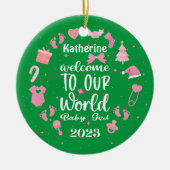 Kerstmis Welkom bij Onze Wereld Baby Meisje Keramisch Ornament (Voorkant)