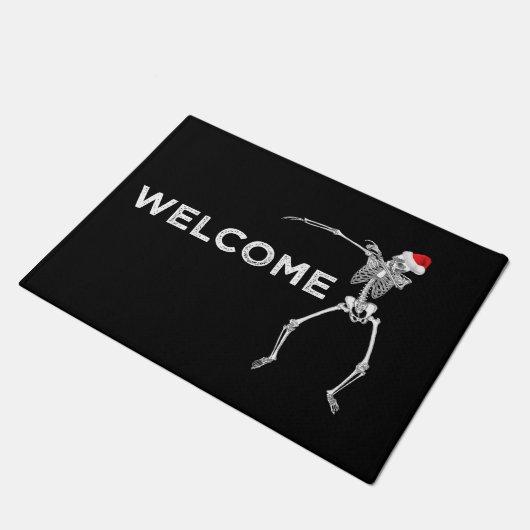 Kerstmis Welkom Doormat Dabbing Skeleton Santa Deurmat (Schuin)