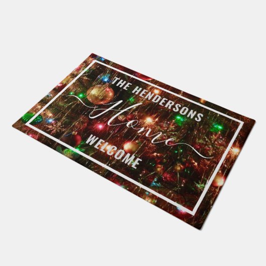 Kerstmis Welkom gepersonaliseerd Deurmat (Schuin)