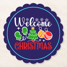 Kerstmis welkom kartonnen onderzetters