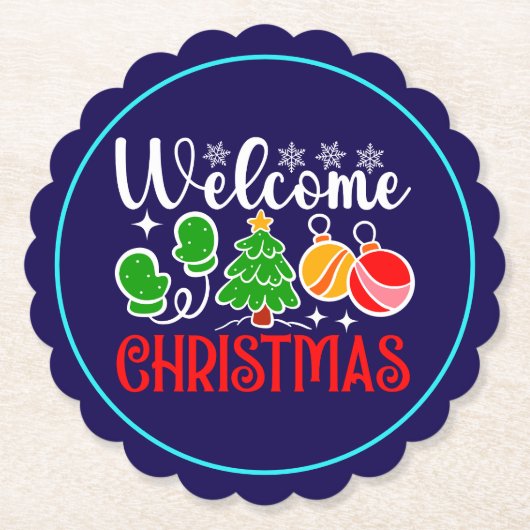 Kerstmis welkom kartonnen onderzetters (Voorkant)