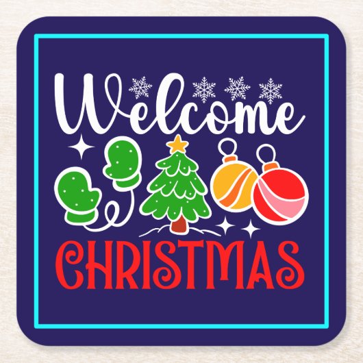 Kerstmis welkom kartonnen onderzetters (Voorkant)