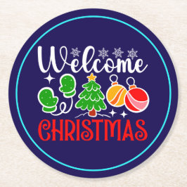 Kerstmis welkom ronde kartonnen onderzetter