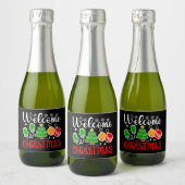 Kerstmis welkom sparkling wijnetiket (Flessen)