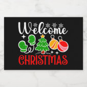 Kerstmis welkom sparkling wijnetiket (Enkel label)