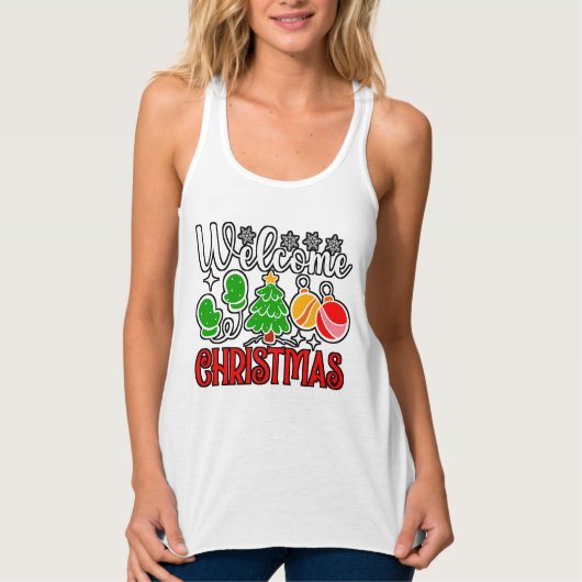 Kerstmis welkom tanktop (Voorkant)