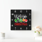Kerstmis welkom vierkante klok (Huis)