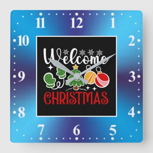 Kerstmis welkom vierkante klok (Voorkant)