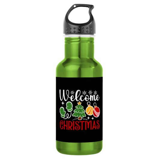 Kerstmis welkom waterfles  (Voorkant)