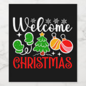 Kerstmis welkom wijn etiket (Enkel label)