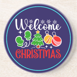 Kerstmis welkom zandsteen onderzetter