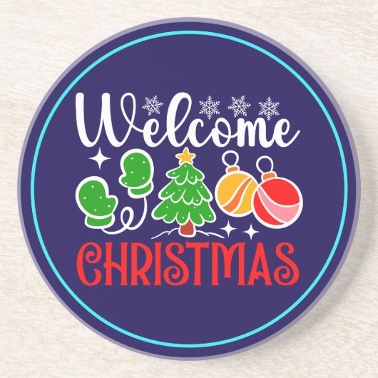 Kerstmis welkom zandsteen onderzetter (Voorkant)
