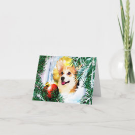 Kerstmis Welsh Corgi in het Winterraam Feestdagen Kaart