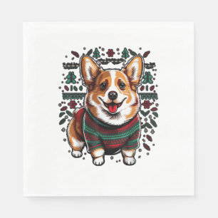 Kerstmis Welsh Corgi Santa op Kerstmis Welsh Corgi Servet