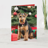 Kerstmis Welsh Terrier bij de boom Kaart (Voorkant)