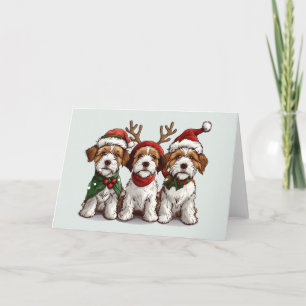 Kerstmis Welsh Wire Fox Terrier Honden Feestdagen Kaart