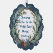 Kerstmis wenst groen krans tandartsassistent ornament kaart (Links)