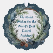 Kerstmis wenst groen krans tandartsassistent ornament kaart (Voorkant)