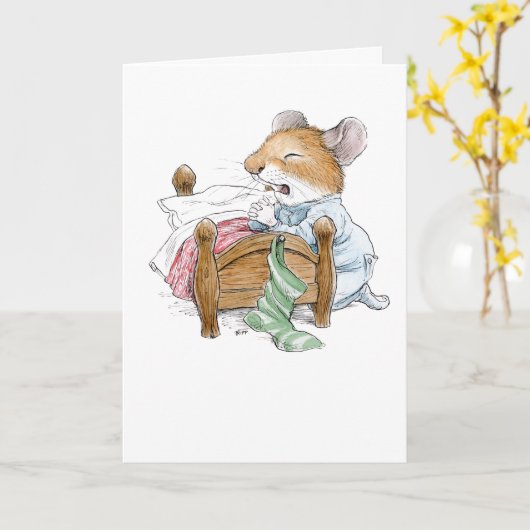 Kerstmis wenst het Bidden Muis Kaart (Gele Bloem)