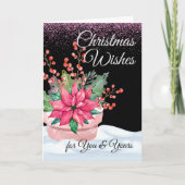 Kerstmis wenst u en de jouwe in roze en groen kaart (Voorkant)