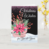 Kerstmis wenst u en de jouwe in roze en groen kaart (Gele Bloem)