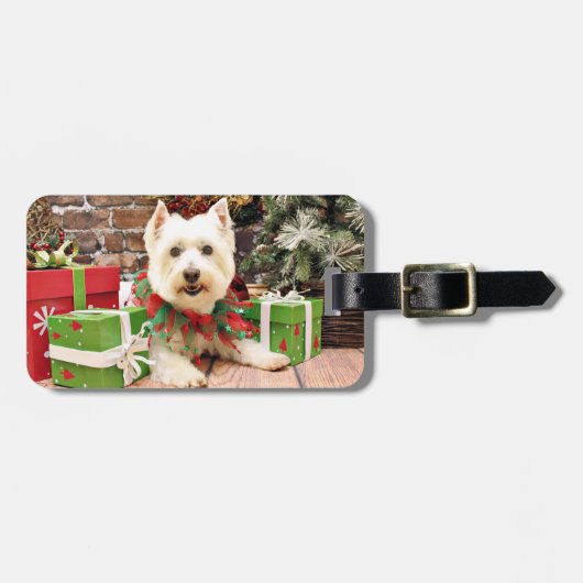 Kerstmis - West Highland Terrier - Abby Bagagelabel (Voorkant horizontaal)