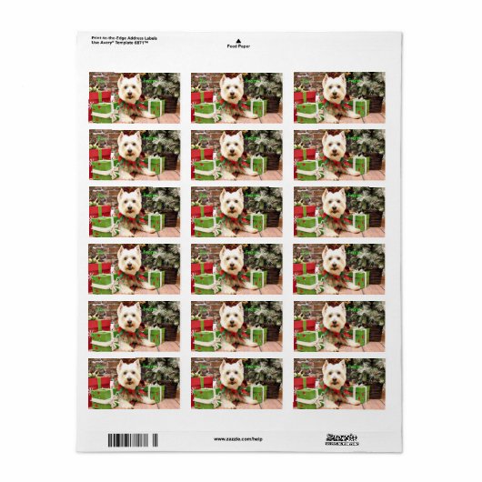 Kerstmis - West Highland Terrier - Abby Etiket (Full Sheet)