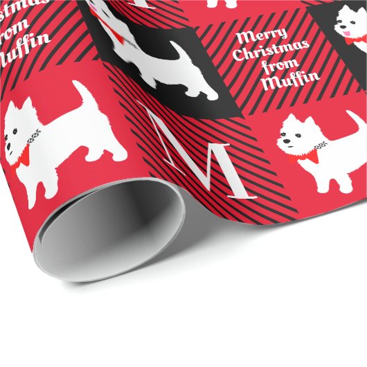 Kerstmis West Highland Terrier Scottish Pset Cadeaupapier (Rol Hoek)