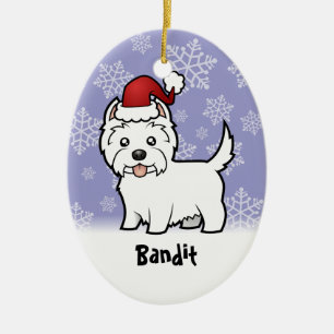 Kerstmis West Highland White Terrier (naam toevoeg Keramisch Ornament