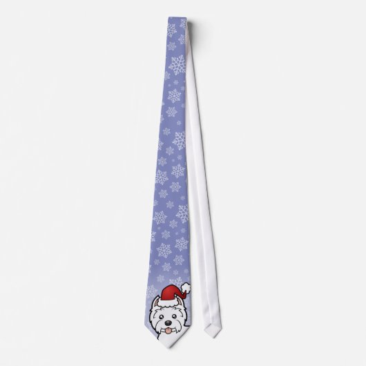 Kerstmis West Highland White Terrier Stropdas (Voorkant)