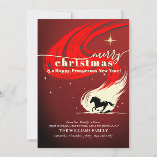 Kerstmis Western Paard Voorspoedig 2026 Kalender Feestdagenkaart