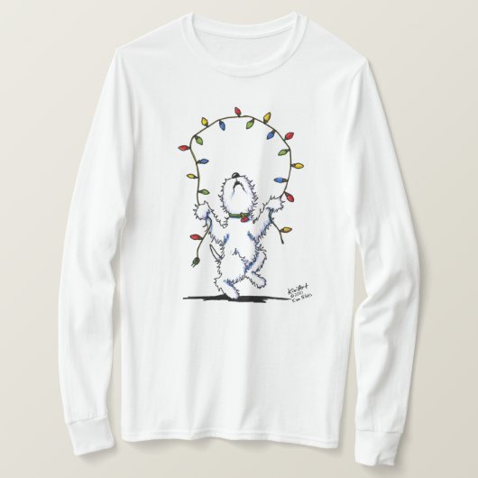 Kerstmis Westie (lichte kleding) T-shirt (Design voorkant)