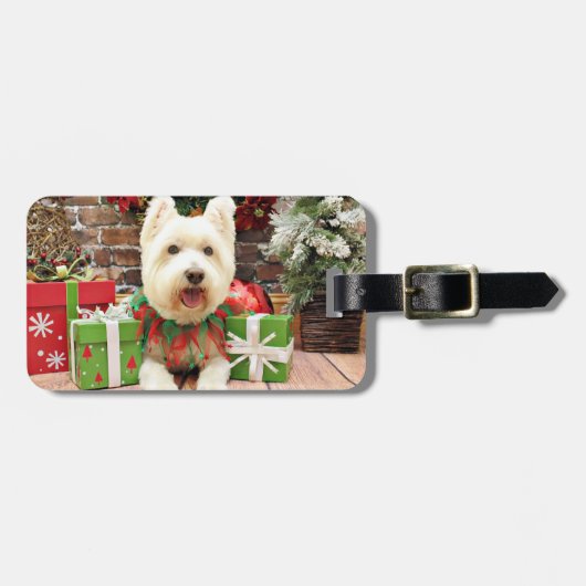 Kerstmis - Westie - Lucky Bagagelabel (Voorkant horizontaal)