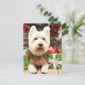 Kerstmis - Westie - Lucky Feestdagenkaart (Staand voorkant)